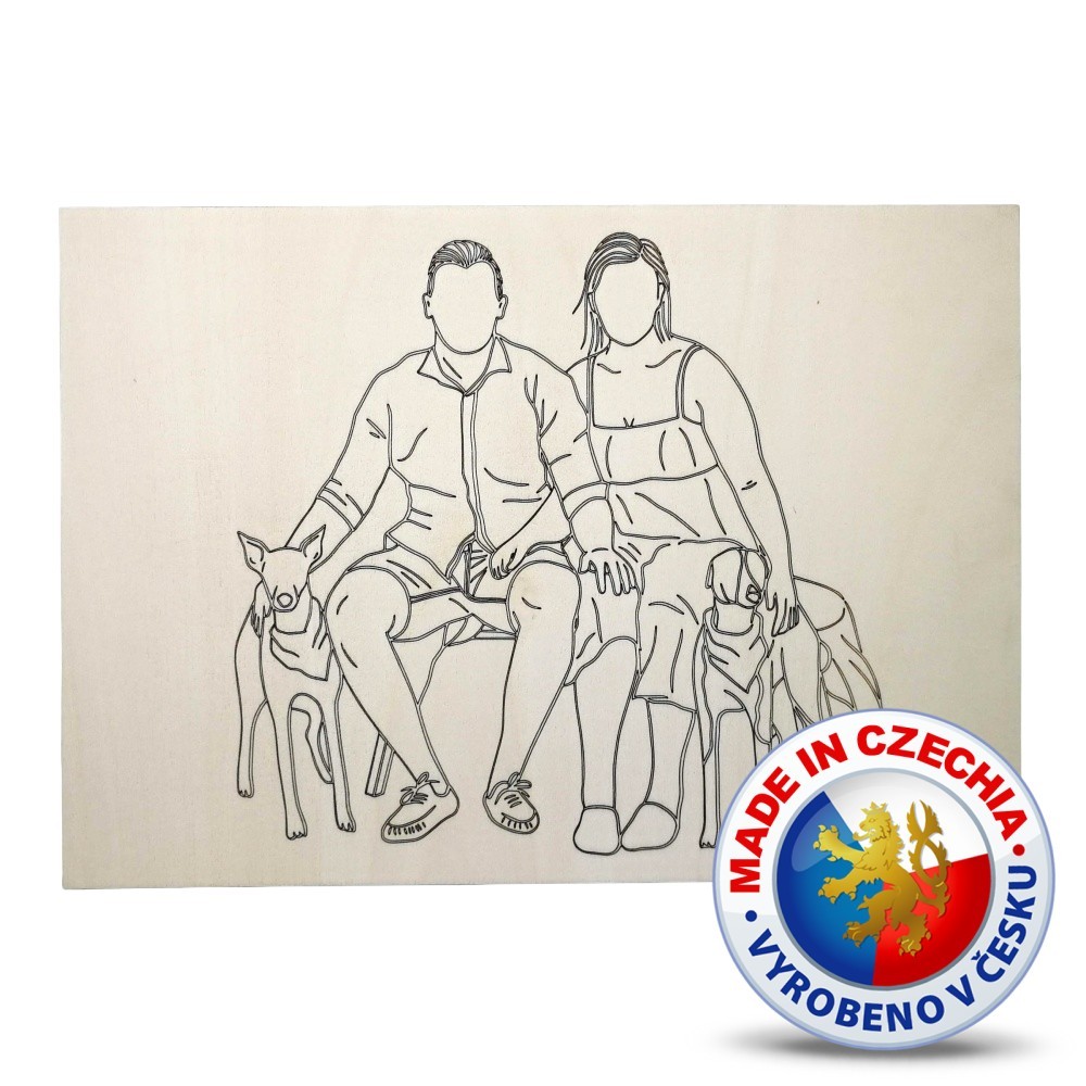 Wooden coloring pages - Couple and dogs